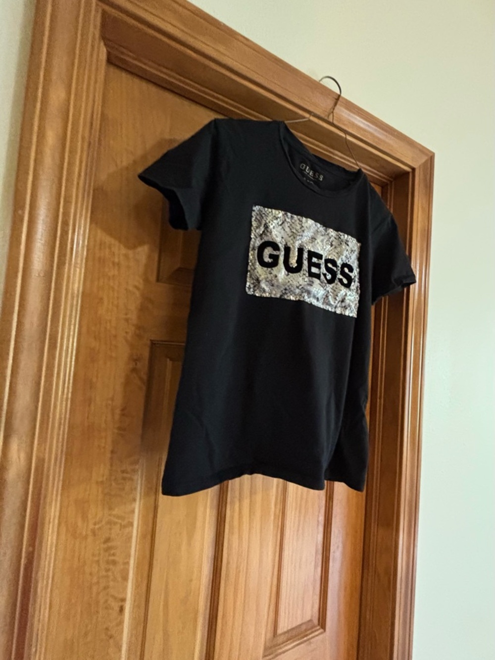 Guess Black Tee with Snakeskin Graphic